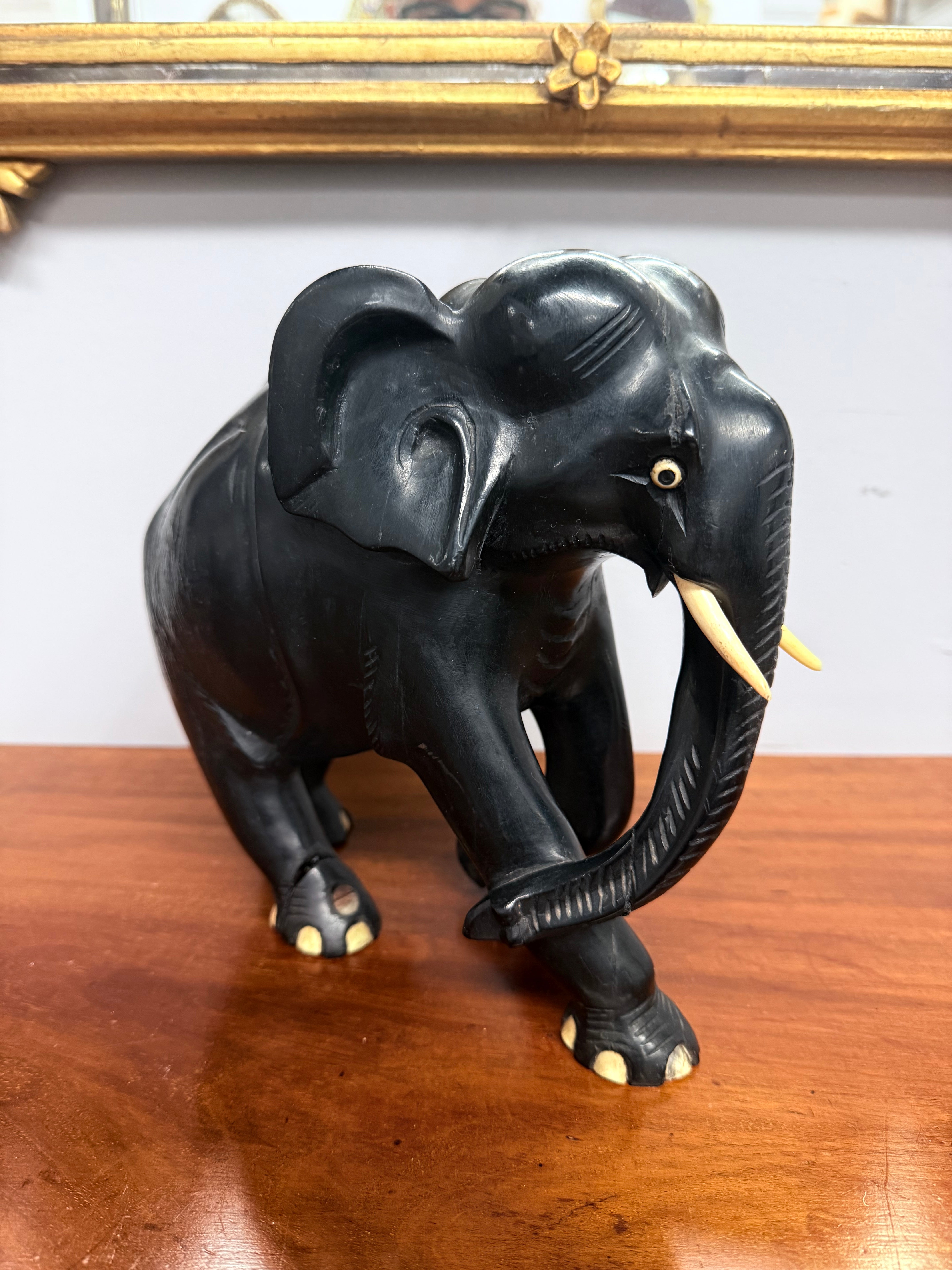 Antique Ebony Wood Hand Carved Elephant