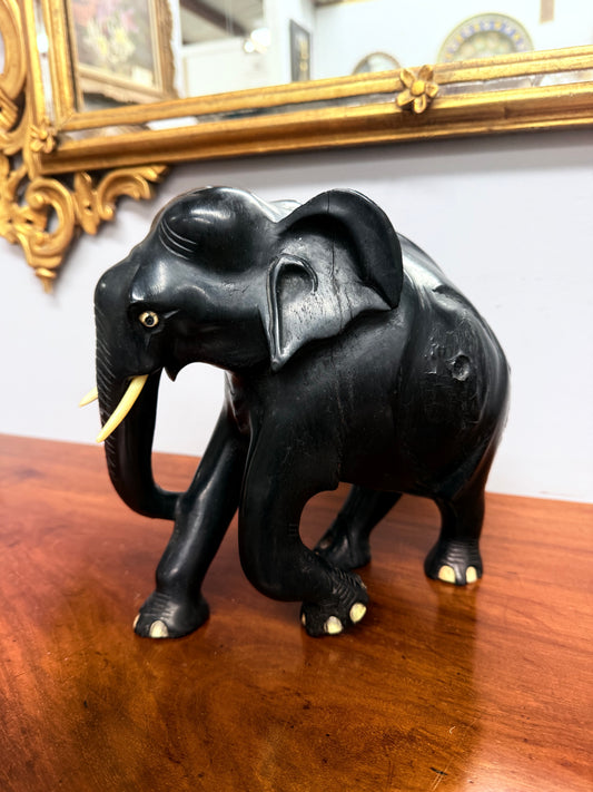Antique Ebony Wood Hand Carved Elephant