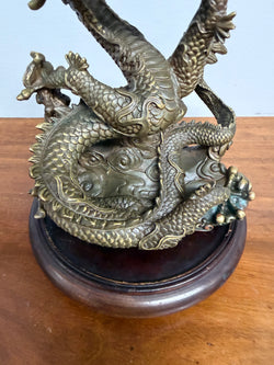 Bronze Chinese Dragon On A Wooden Stand | Antique & Vintage | Moonee Ponds Antiques | Australia Wide Delivery