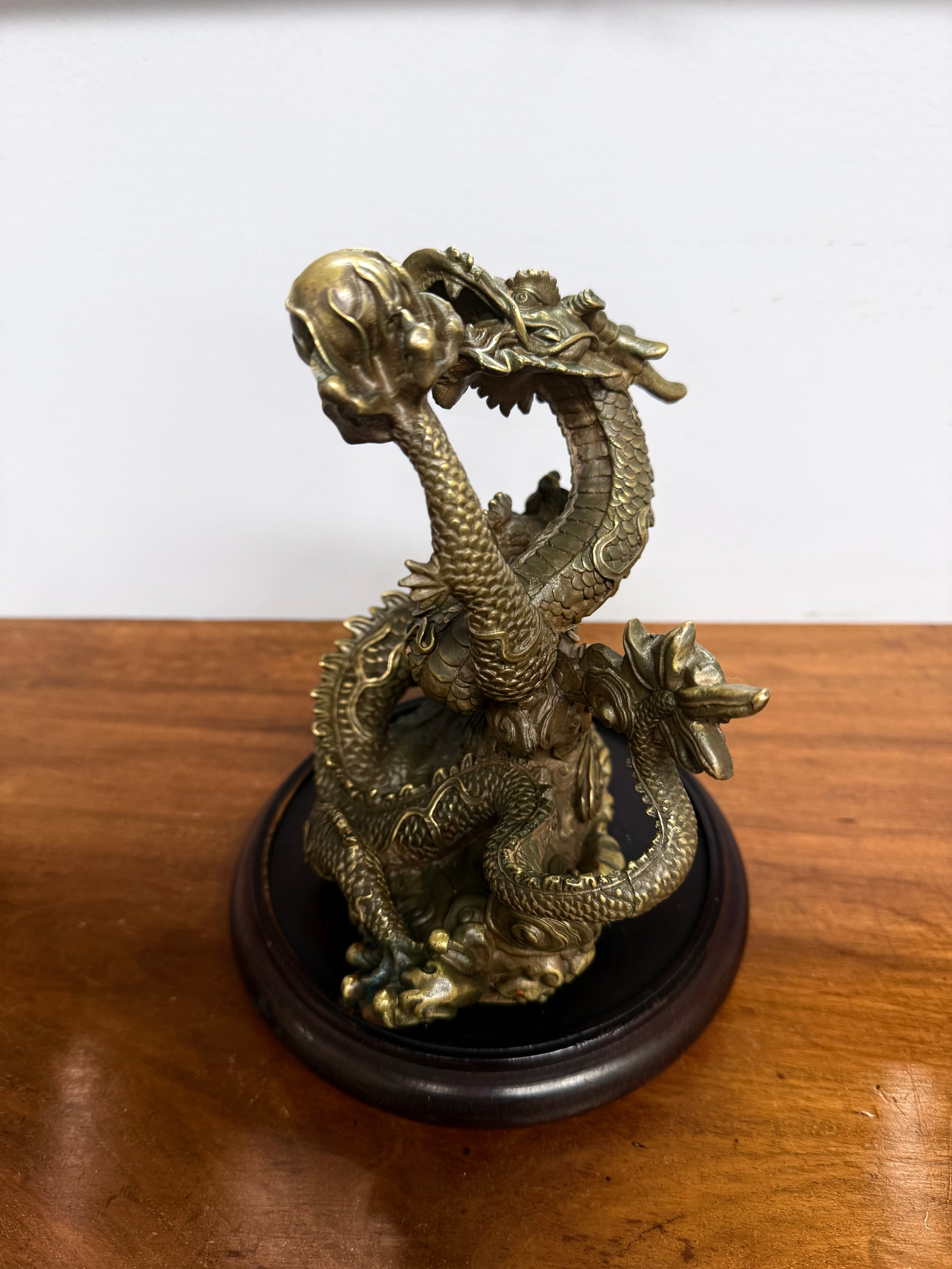 Bronze Chinese Dragon On A Wooden Stand | Antique & Vintage | Moonee Ponds Antiques | Australia Wide Delivery