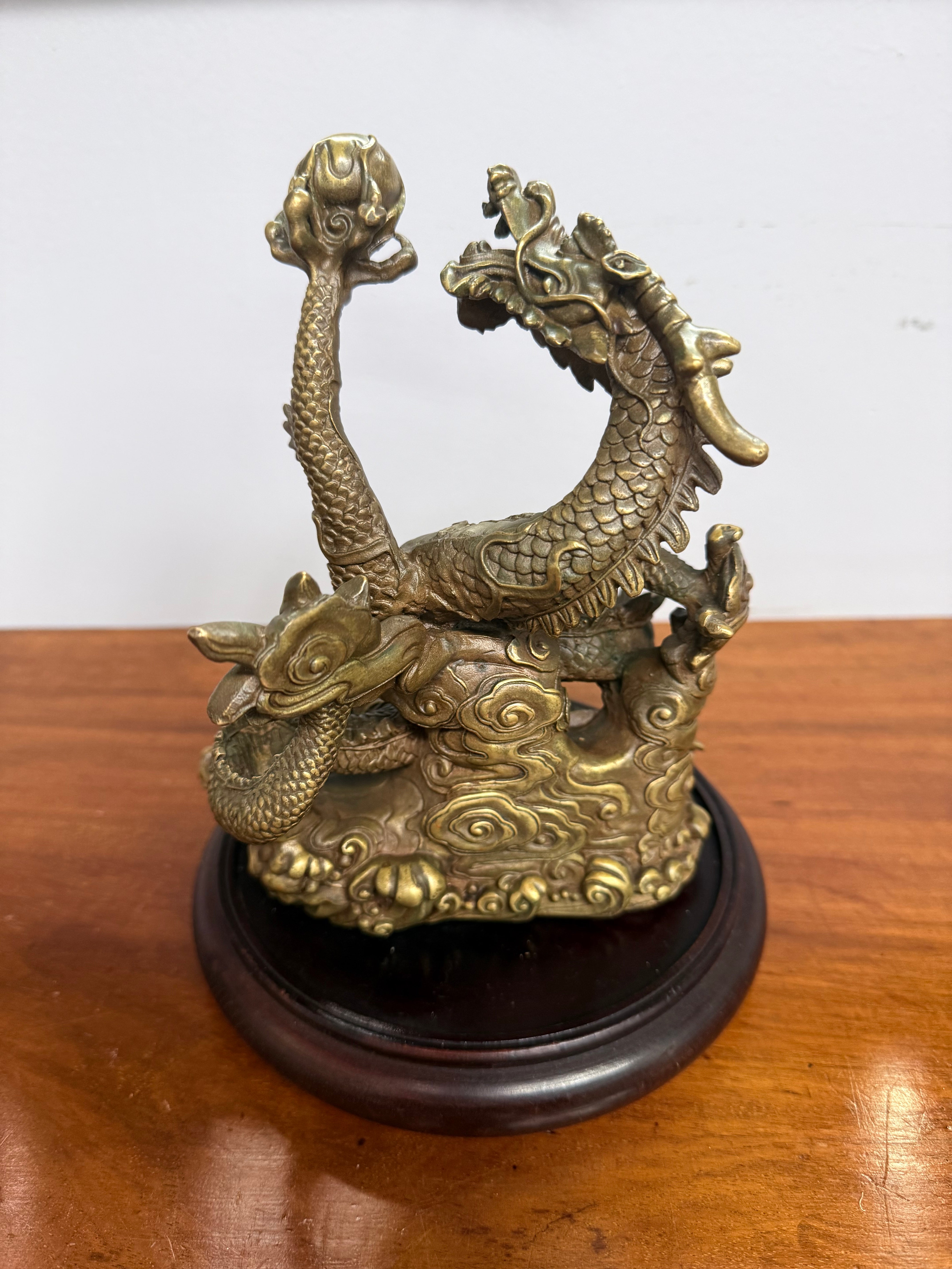 Bronze Chinese Dragon On A Wooden Stand | Antique & Vintage | Moonee Ponds Antiques | Australia Wide Delivery