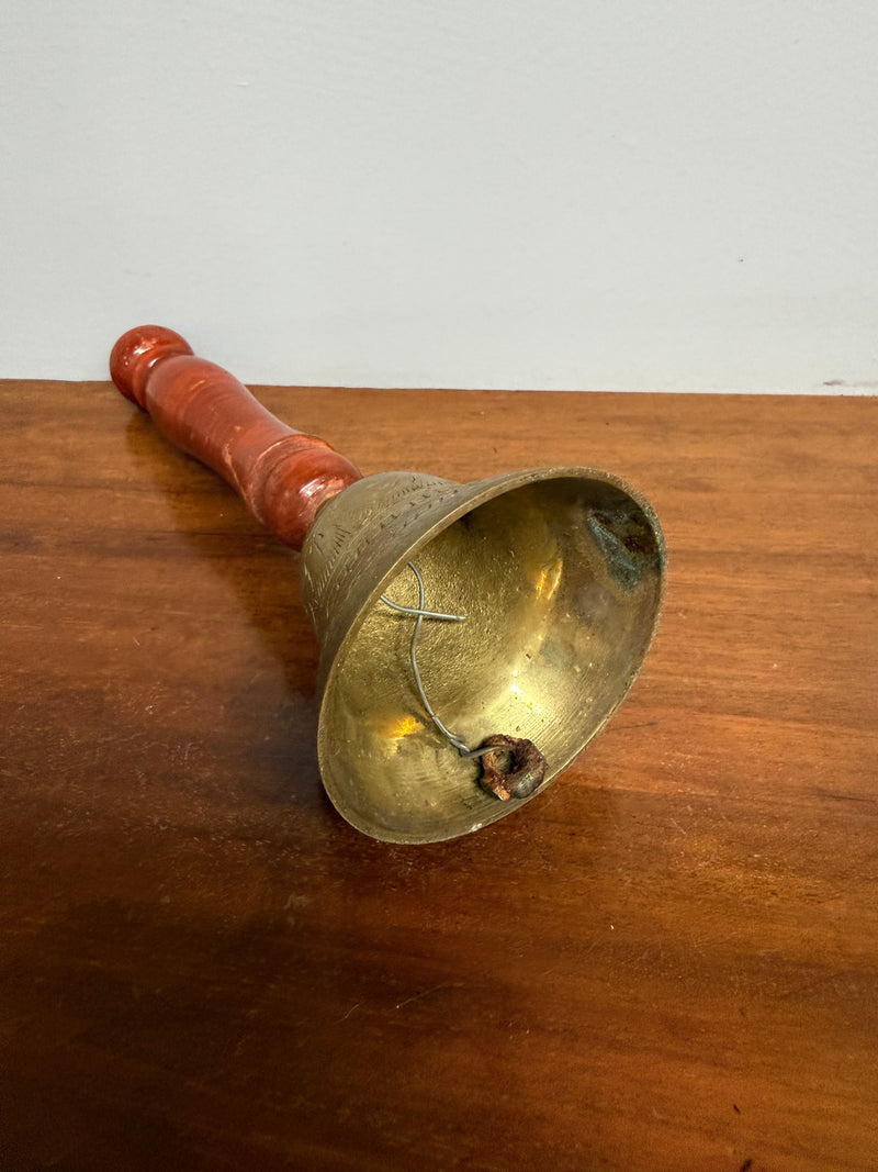 Vintage Brass Bell with Wooden Handle