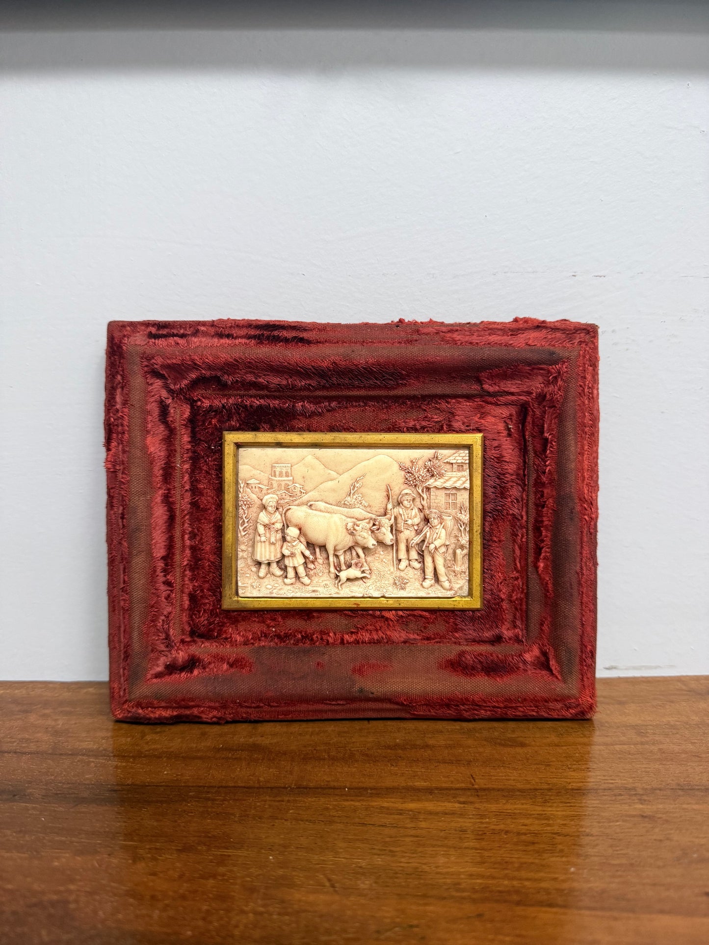 Antique Bas-Relief Petrified Limestone Plaque