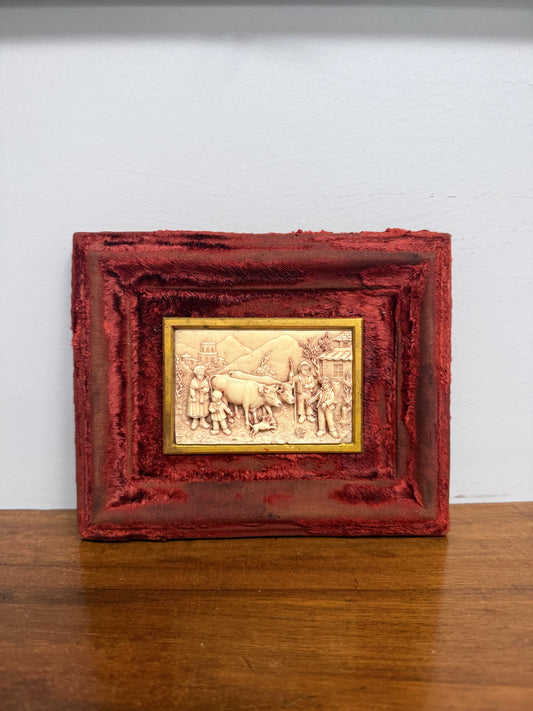 Antique Bas-Relief Petrified Limestone Plaque