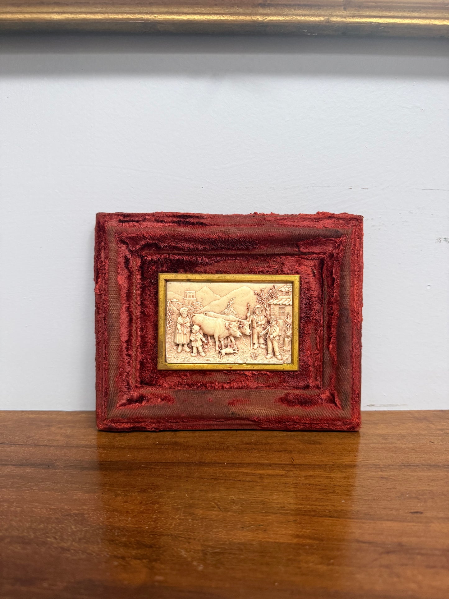 Antique Bas-Relief Petrified Limestone Plaque