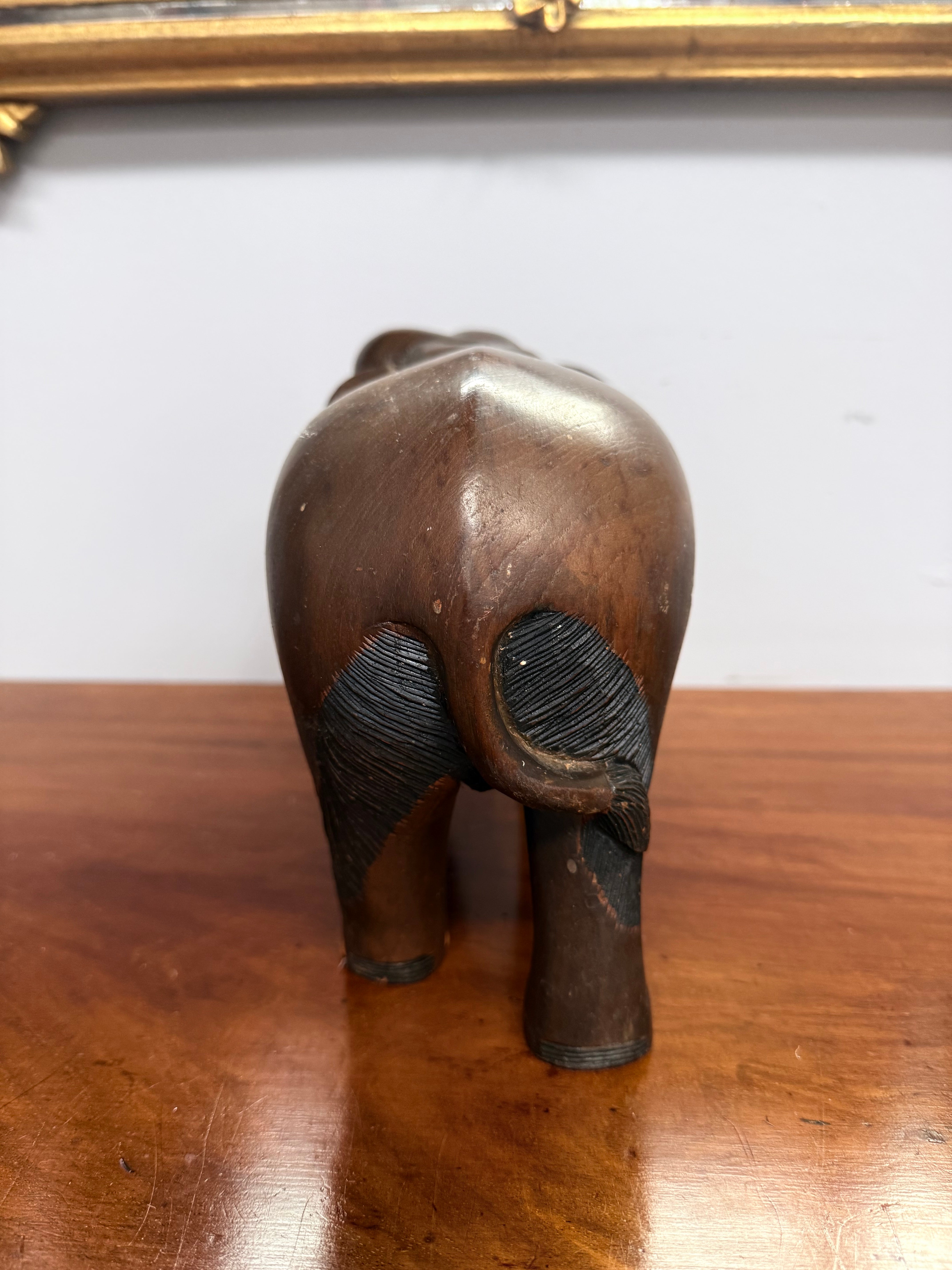 Vintage Carved Acacia Wood Elephant Statue | Antique & Vintage | Moonee Ponds Antiques | Australia Wide