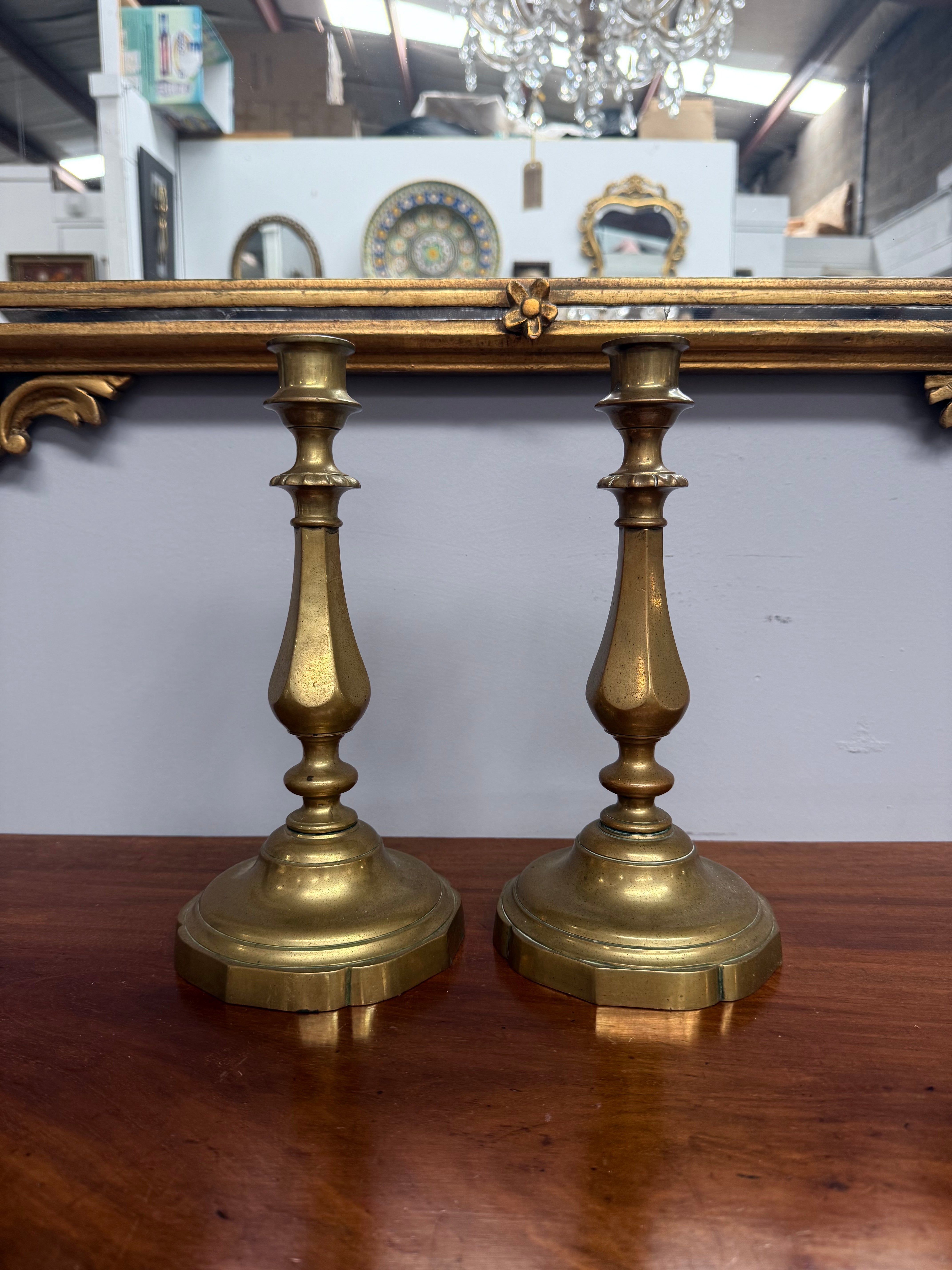 Pair of Antique Bell Metal Candle Sticks | Antique & Vintage | Moonee Ponds Antiques | Australia Wide Delivery