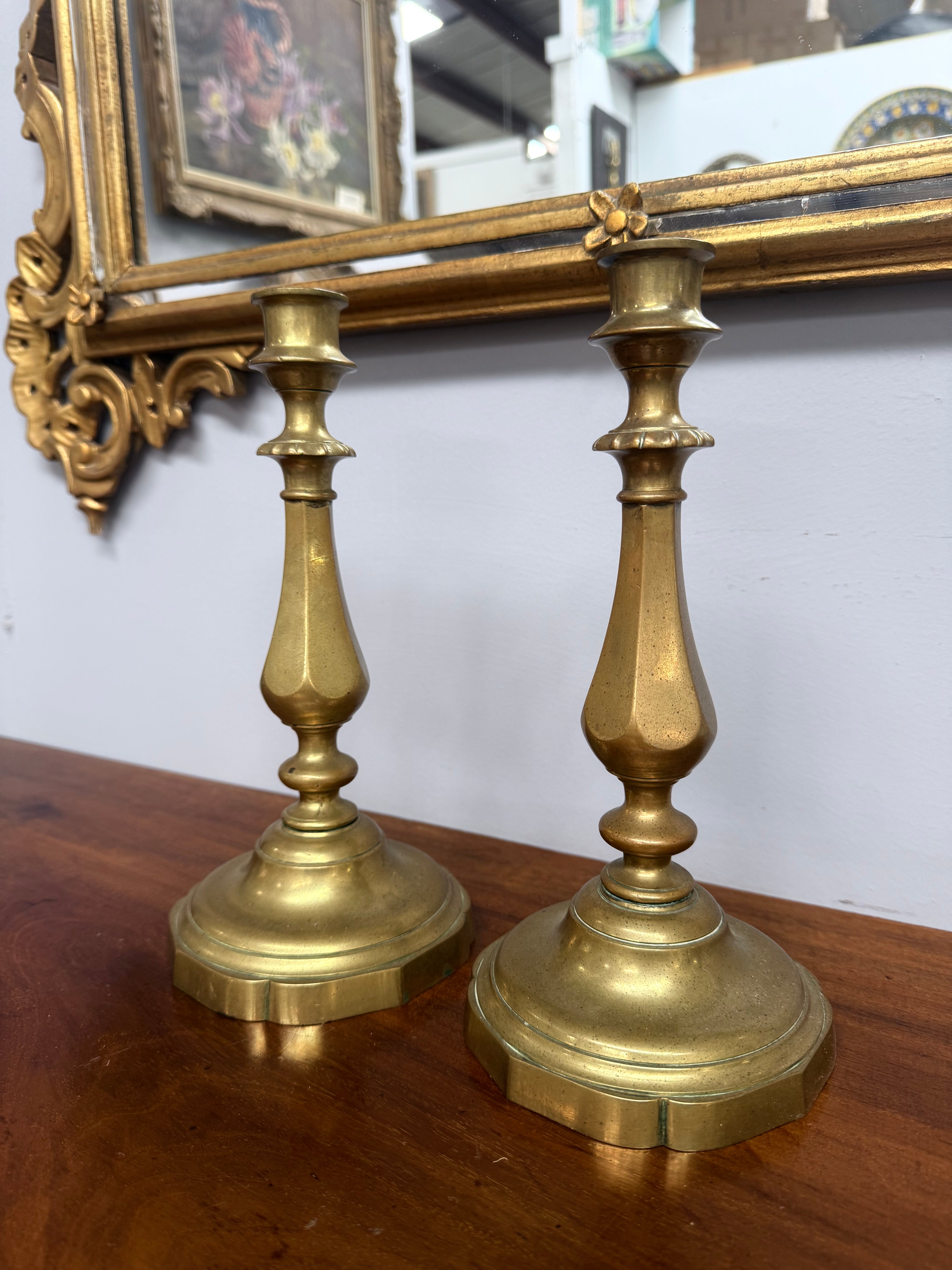 Pair of Antique Bell Metal Candle Sticks | Antique & Vintage | Moonee Ponds Antiques | Australia Wide Delivery
