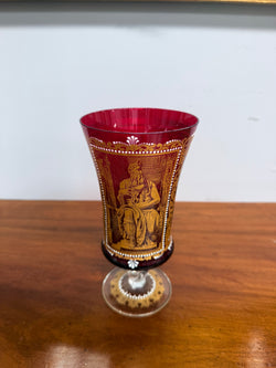Antique Judaica Ruby & Gold Decorated Glass/Cup | Antique & Vintage | Moonee Ponds Antiques | Australia Wide