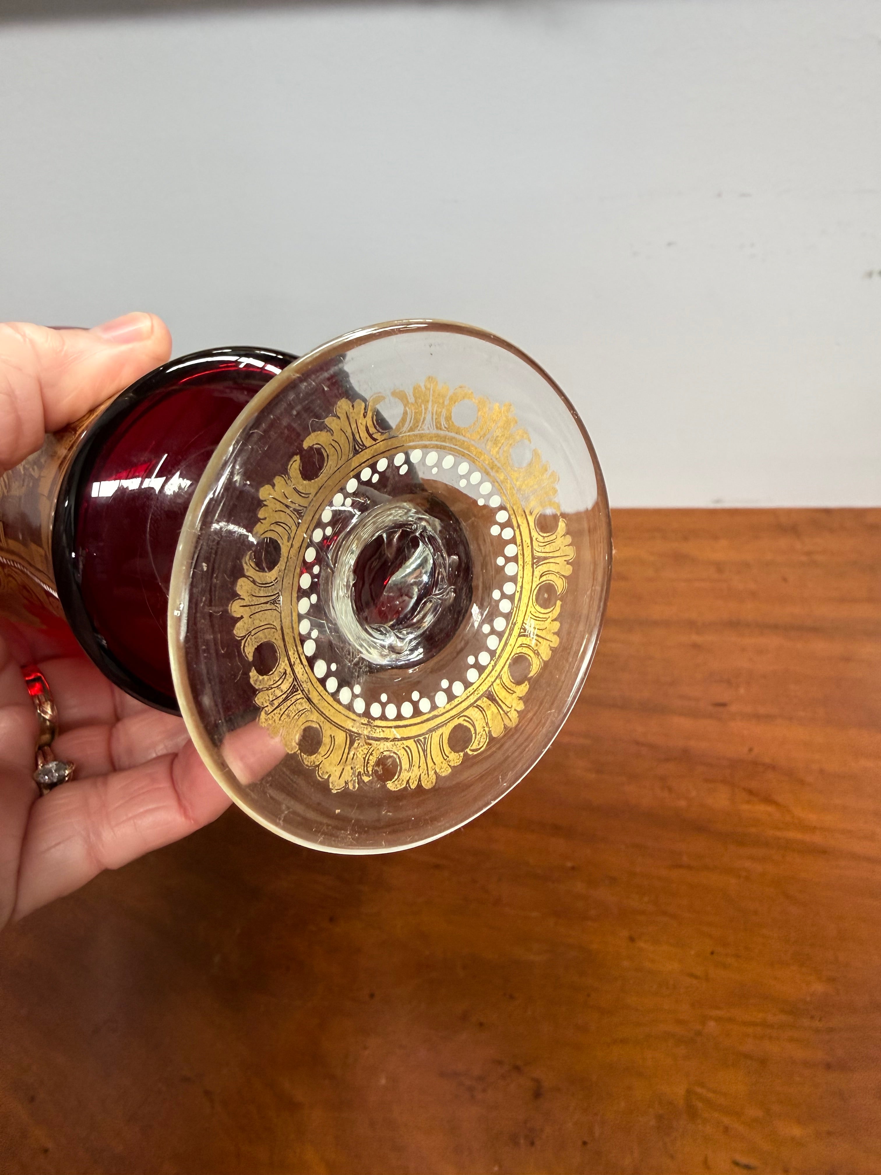 Antique Judaica Ruby & Gold Decorated Glass/Cup | Antique & Vintage | Moonee Ponds Antiques | Australia Wide