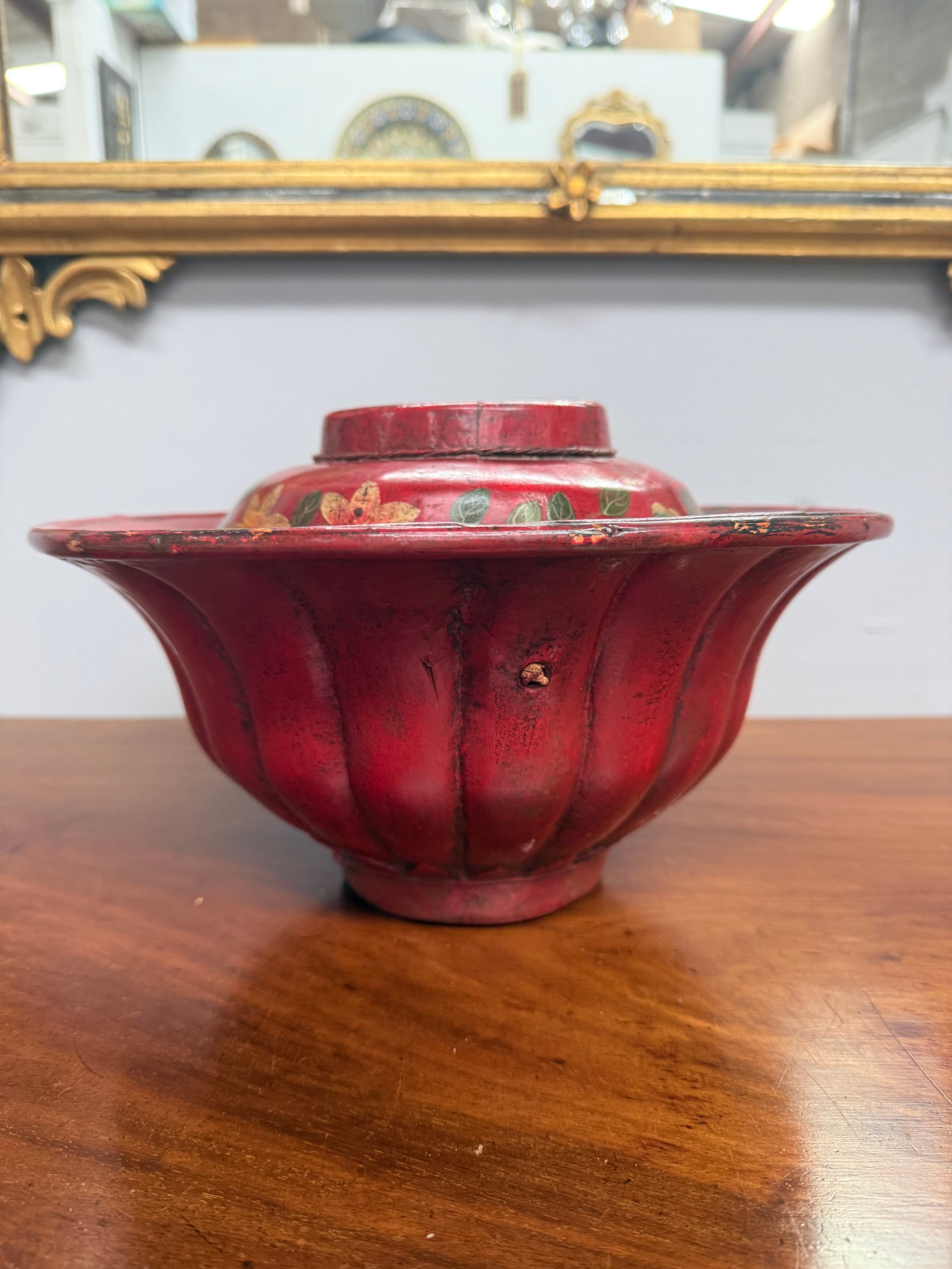 Antique Traditional Japanese Red Lacquerware Lidded Bowl | Antique & Vintage | Moonee Ponds Antiques | Australia Wide