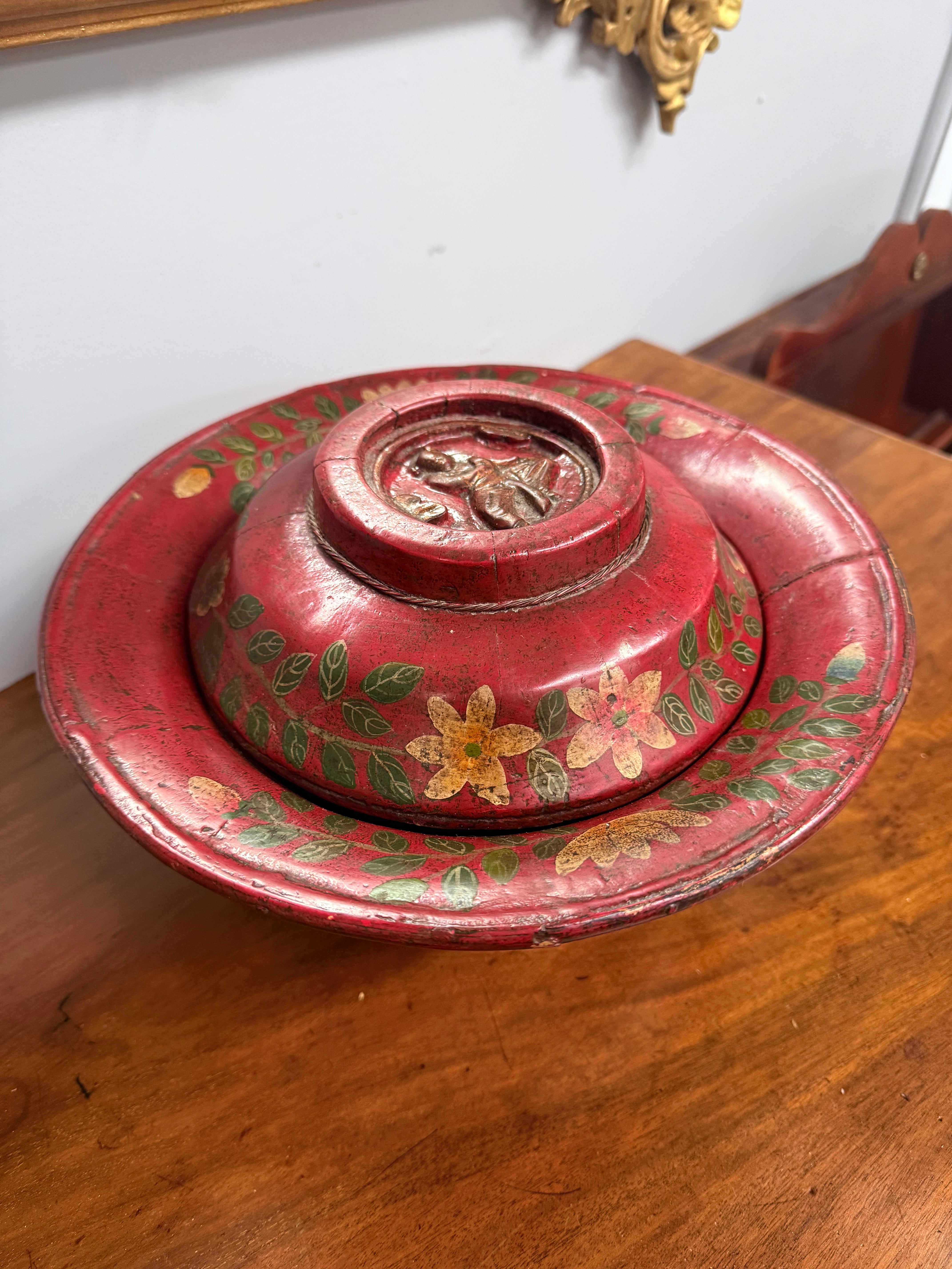 Antique Traditional Japanese Red Lacquerware Lidded Bowl | Antique & Vintage | Moonee Ponds Antiques | Australia Wide