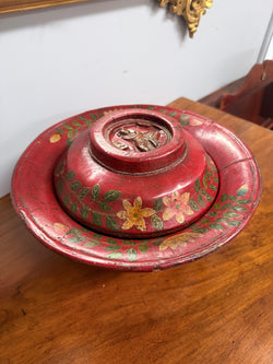 Antique Traditional Japanese Red Lacquerware Lidded Bowl | Antique & Vintage | Moonee Ponds Antiques | Australia Wide Delivery