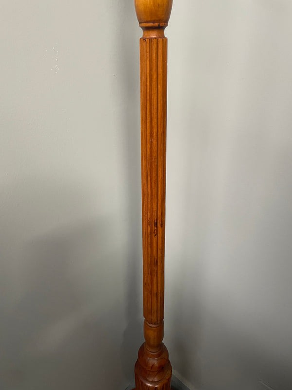 Antique Pine standard lamp that has been rewired to Australian standards with foot pedal. It has been sourced locally and is in good original detailed condition.