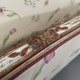 Queen size 19th Century Louis XV style hand painted upholstered bed. Sourced from France and comes with custom made slats. 