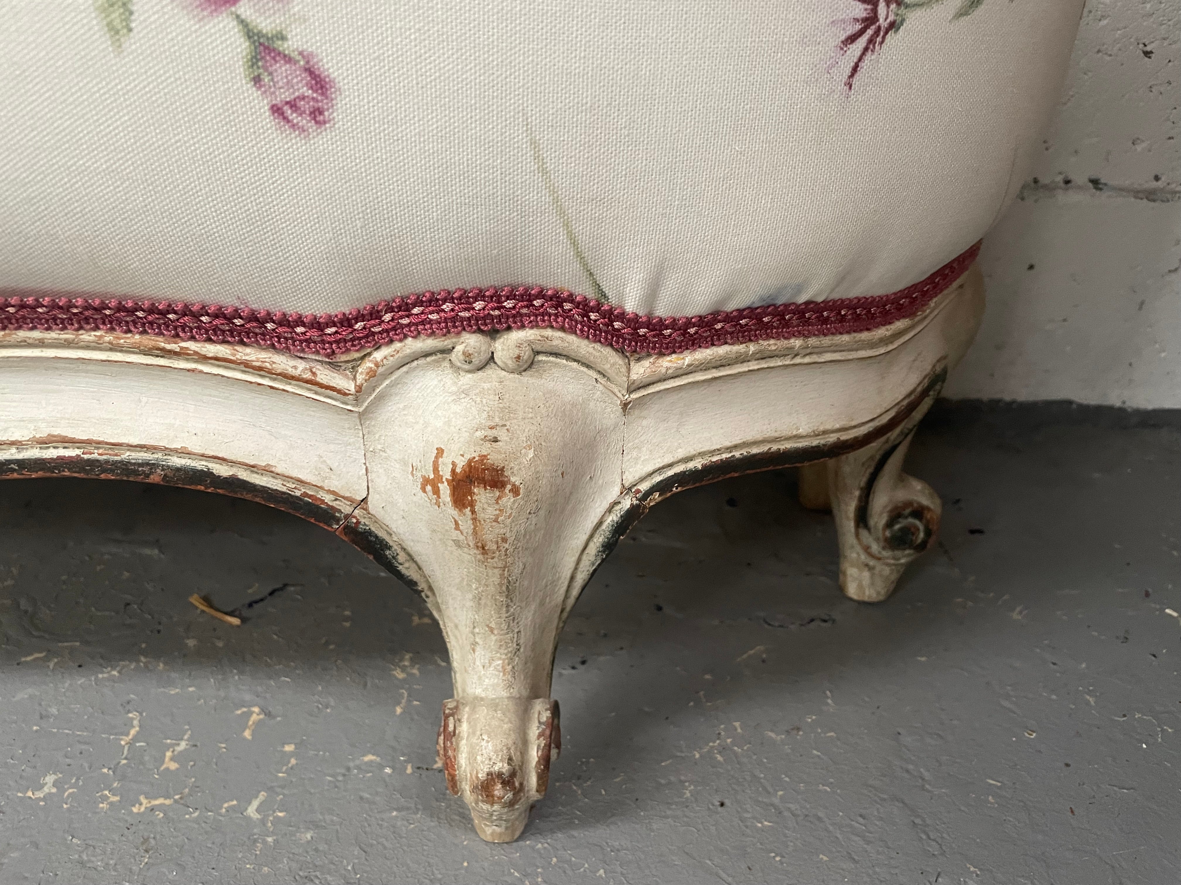 King Size 19th Century Louis XV Style Hand Painted Upholstered | Antique & Vintage | Moonee Ponds Antiques | Australia Wide Delivery
