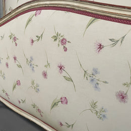 Queen size 19th Century Louis XV style hand painted upholstered bed. Sourced from France and comes with custom made slats. 