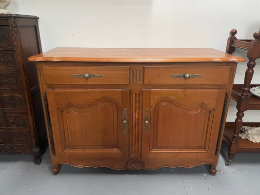 Vintage French Provincial Style Cherry Wood Two Door Sideboard