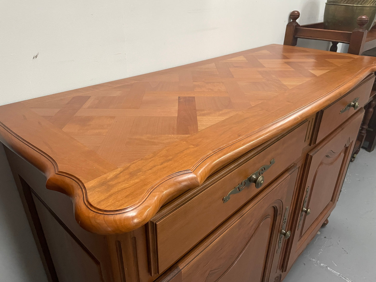 Vintage French Provincial Style Cherry Wood Two Door Sideboard