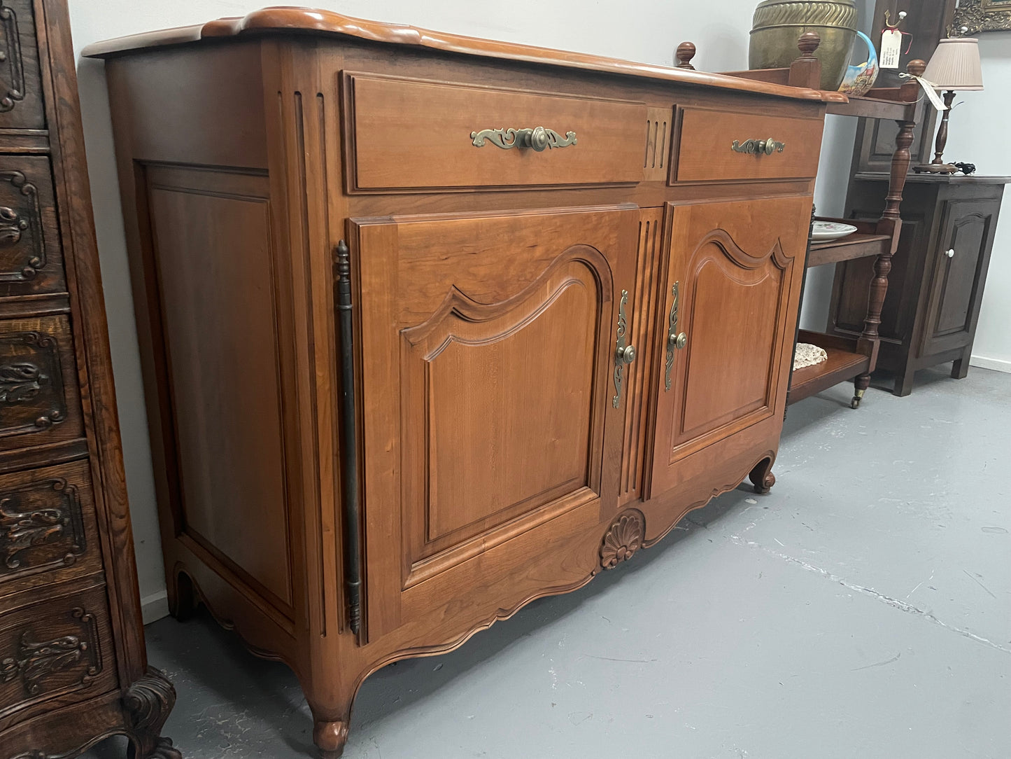 Vintage French Provincial Style Cherry Wood Two Door Sideboard