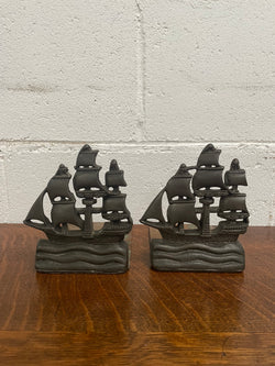 Pair Vintage Metal Sailing Ship Bookends | Antique & Vintage | Moonee Ponds Antiques | Australia Wide Delivery