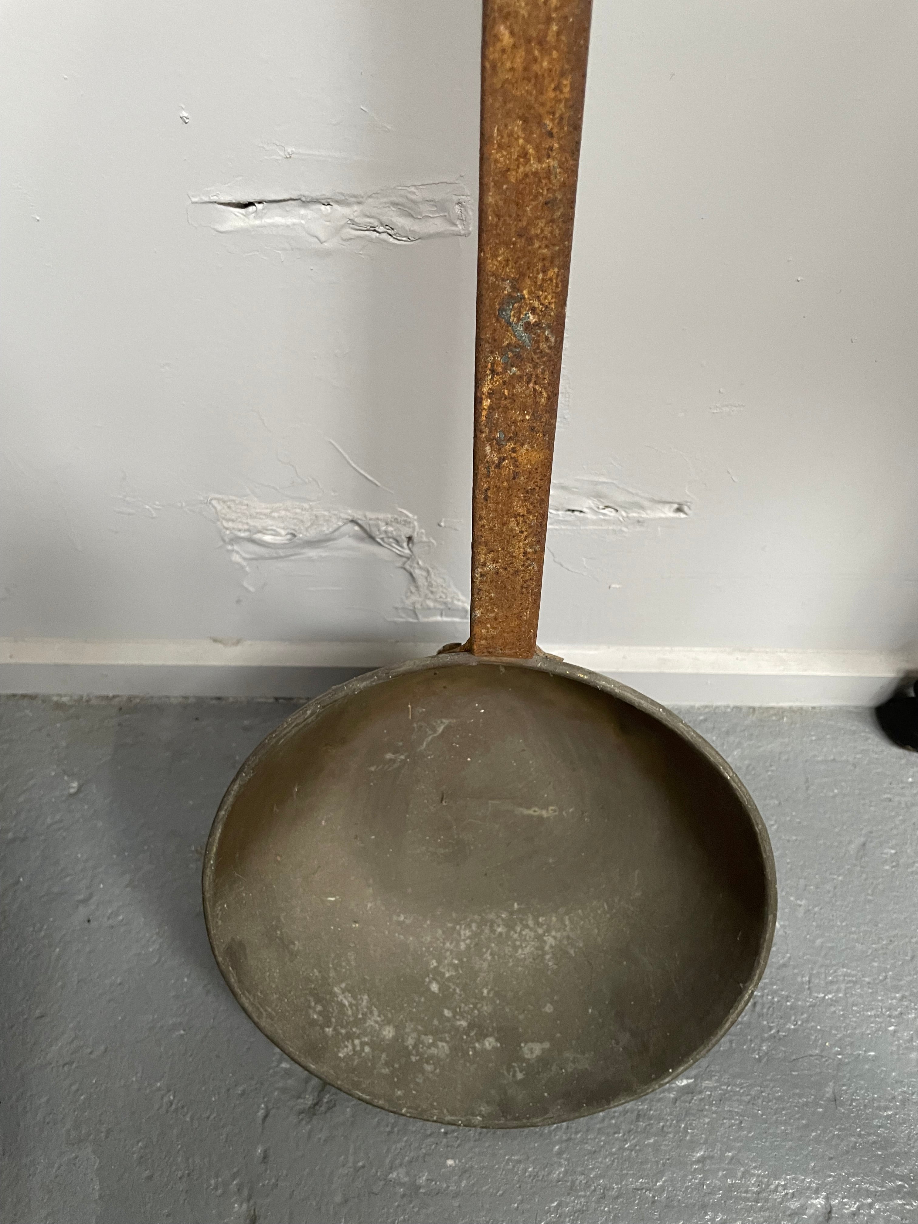 Antique Rustic Long Handled Brass Pot | Antique & Vintage | Moonee Ponds Antiques | Australia Wide Delivery