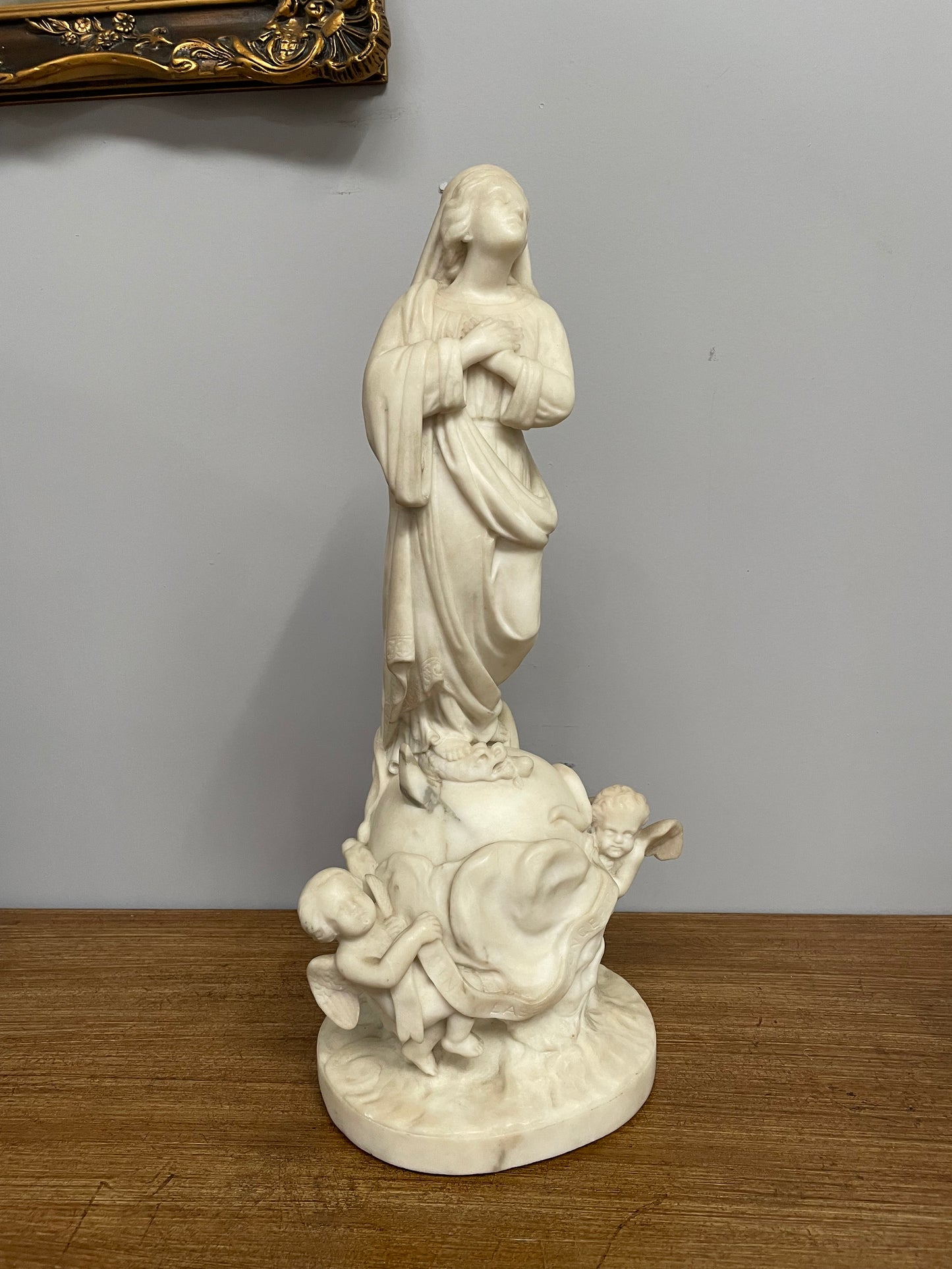 Antique French Marble Figure Of "Our Lady"