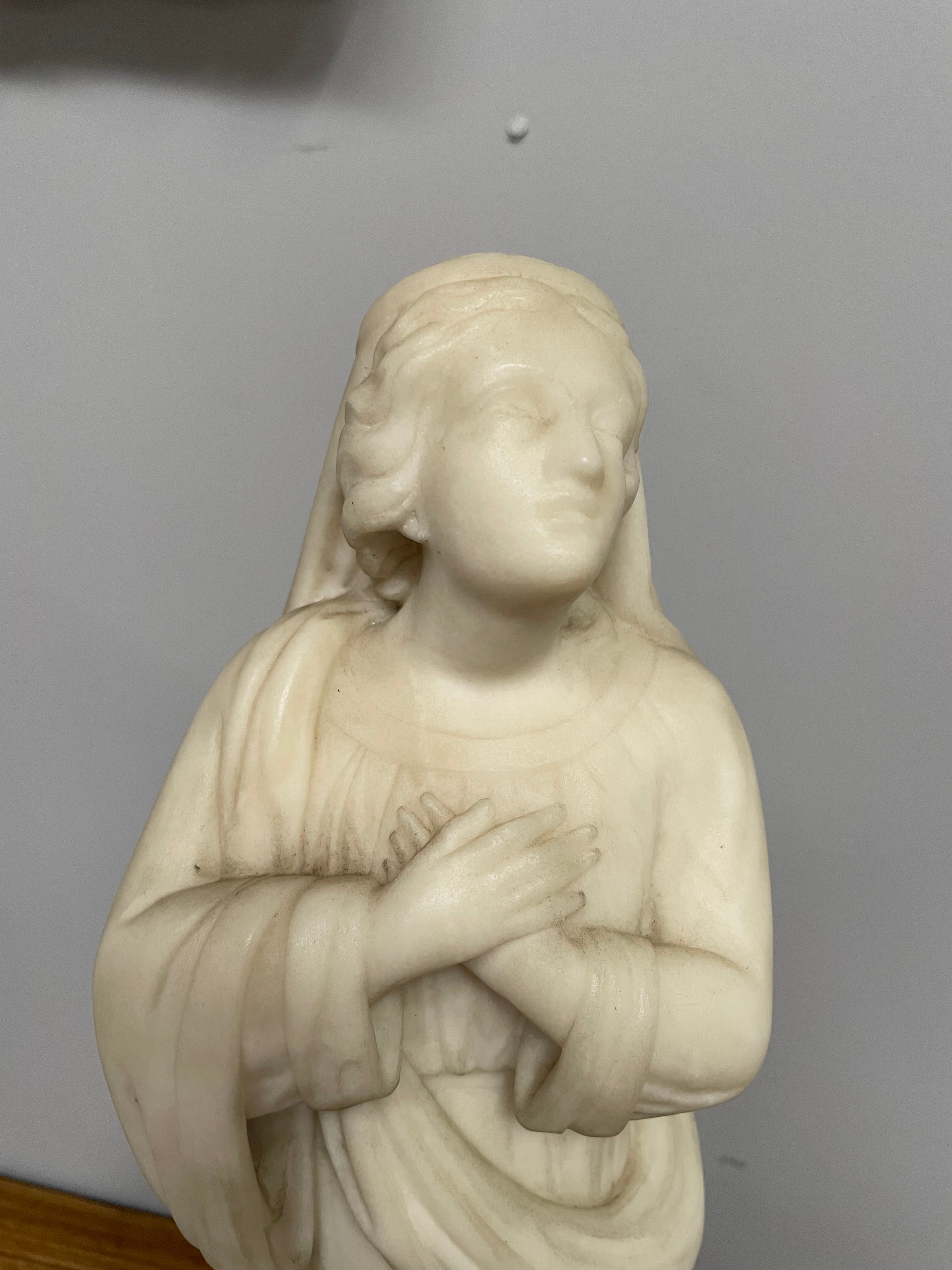 Antique French Marble Figure Of "Our Lady"