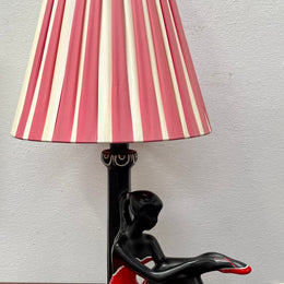 Vintage Black Lady Lamp with Original Shade