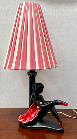 Vintage Black Lady Lamp with Original Shade | Antique & Vintage | Moonee Ponds Antiques | Australia Wide Delivery