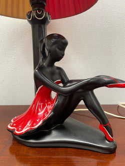 Vintage Black Lady Lamp with Original Shade | Antique & Vintage | Moonee Ponds Antiques | Australia Wide Delivery
