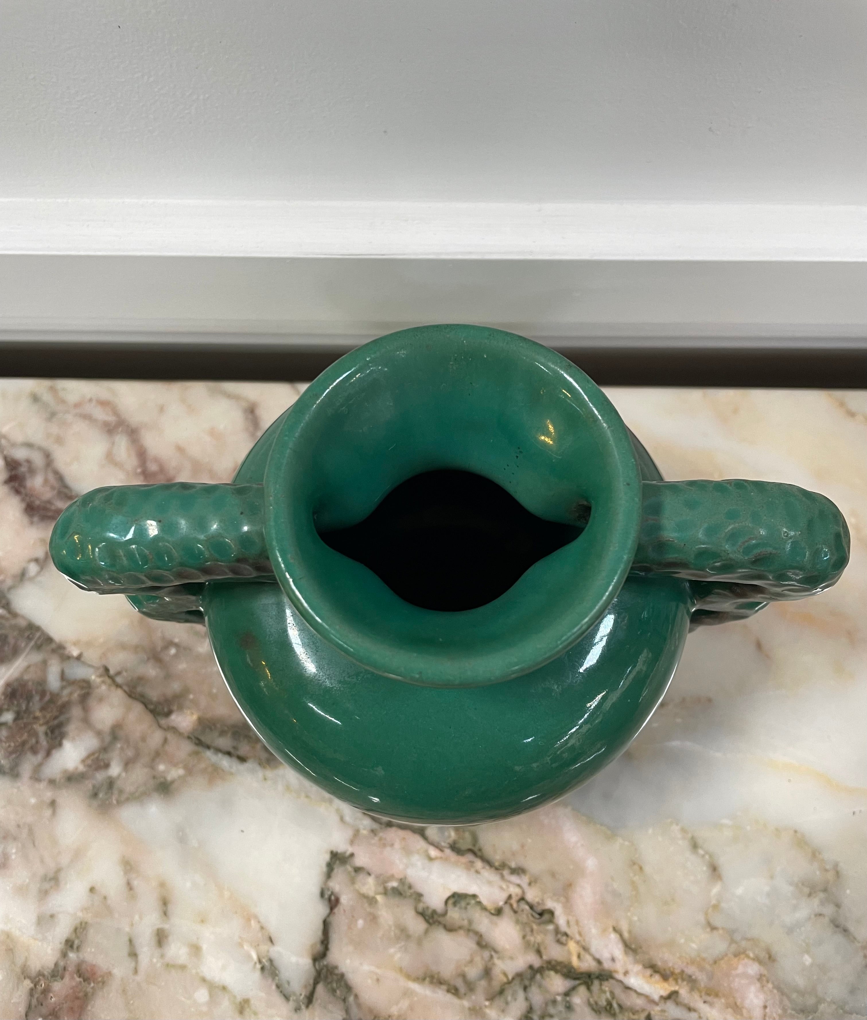 Art Deco ' Gabriel' Green Pottery Vase | Antique & Vintage | Moonee Ponds Antiques | Australia Wide Delivery