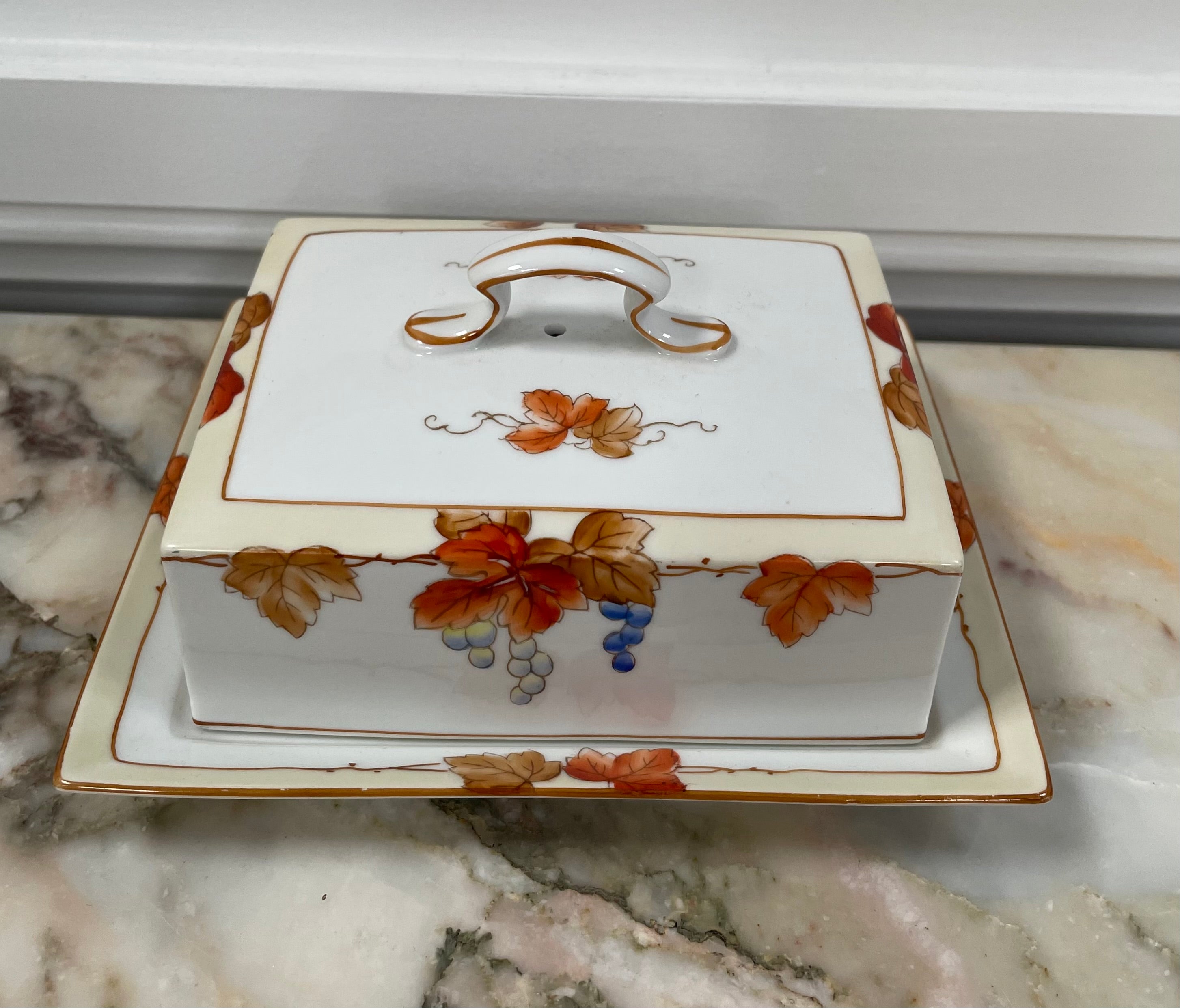 Noritake Hand Painted Cheese/Butter Dish | Antique & Vintage | Moonee Ponds Antiques | Australia Wide Delivery