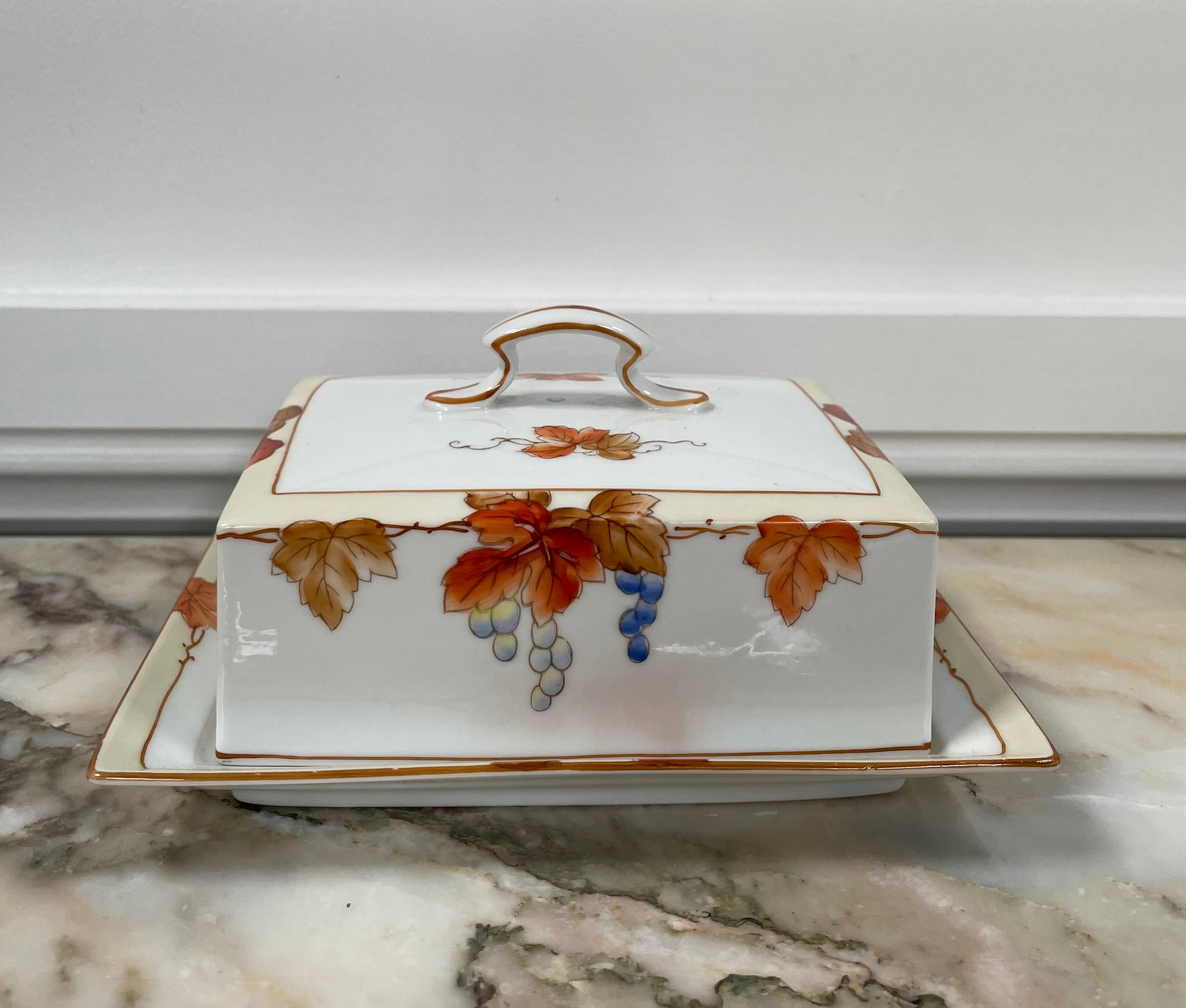 Noritake Hand Painted Cheese/Butter Dish | Antique & Vintage | Moonee Ponds Antiques | Australia Wide Delivery