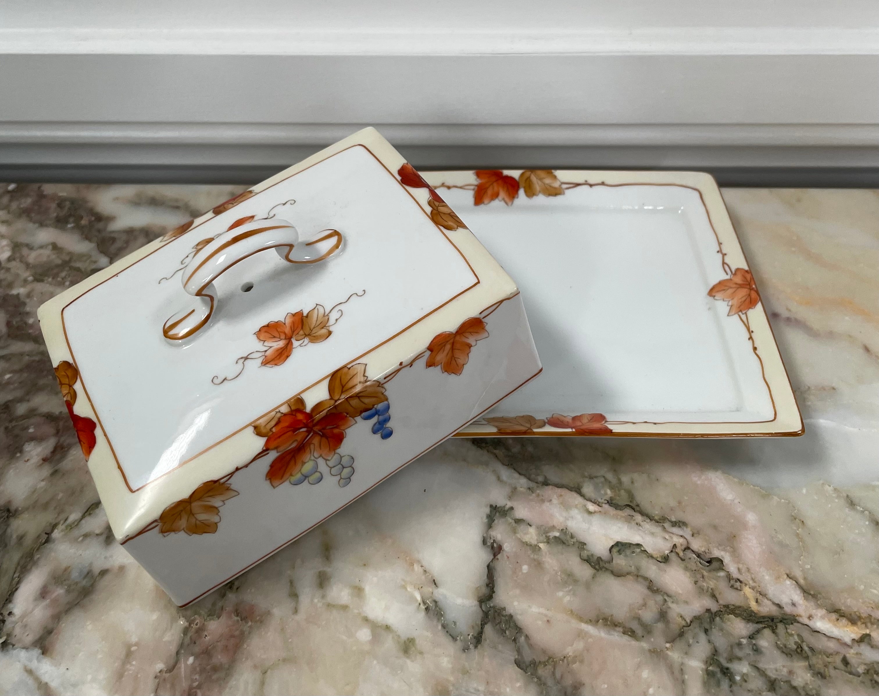 Noritake Hand Painted Cheese/Butter Dish | Antique & Vintage | Moonee Ponds Antiques | Australia Wide Delivery