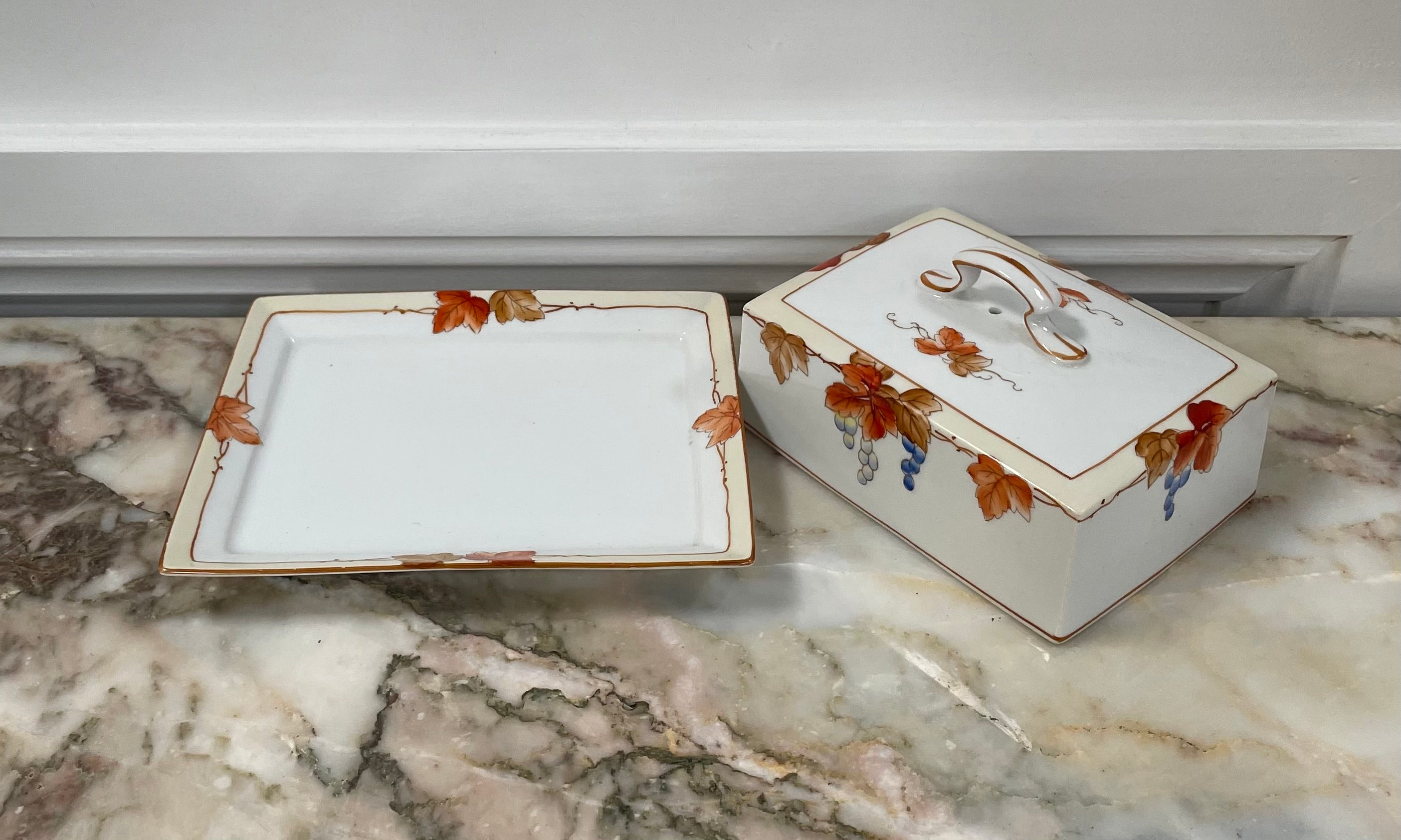 Noritake Hand Painted Cheese/Butter Dish | Antique & Vintage | Moonee Ponds Antiques | Australia Wide Delivery