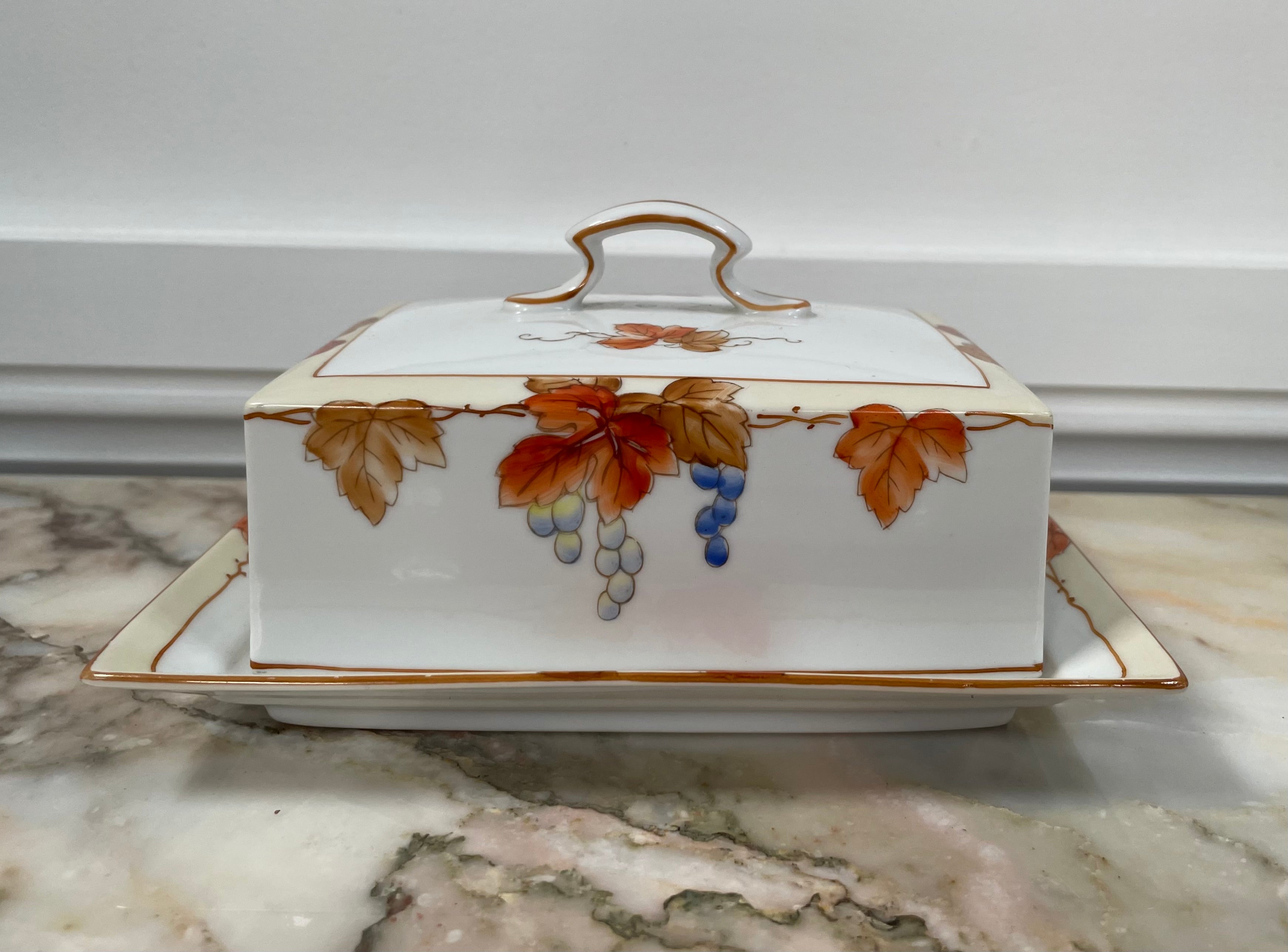 Noritake Hand Painted Cheese/Butter Dish | Antique & Vintage | Moonee Ponds Antiques | Australia Wide Delivery