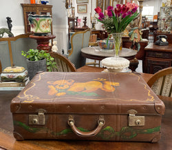 Fun Vintage Suitcase Painted With Delightful Bear | Antique & Vintage | Moonee Ponds Antiques | Australia Wide Delivery