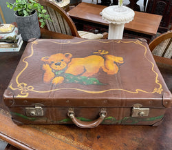 Fun Vintage Suitcase Painted With Delightful Bear | Antique & Vintage | Moonee Ponds Antiques | Australia Wide Delivery