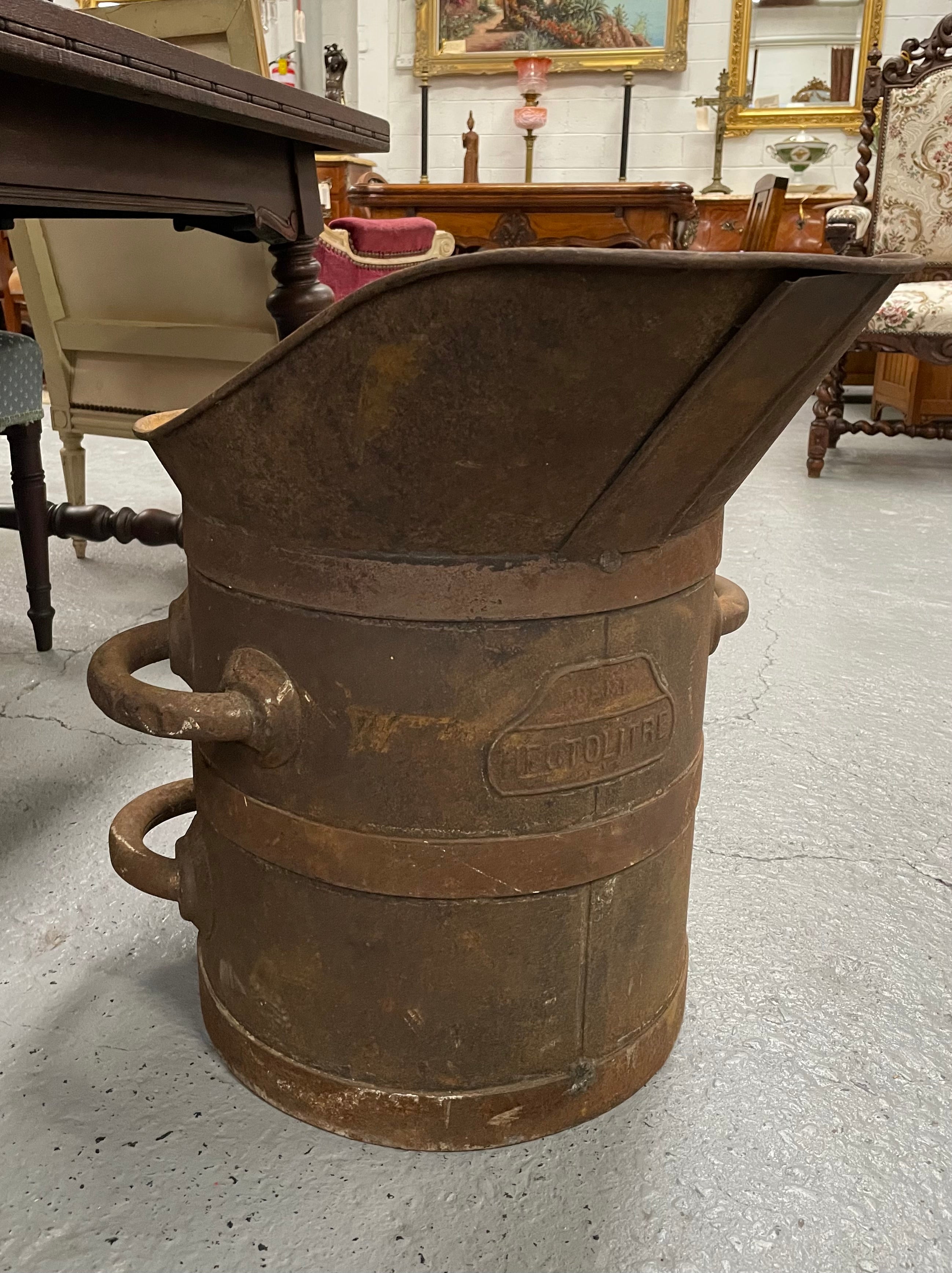 Fabulous Rustic Metal French Grape Bucket | Antique & Vintage | Moonee Ponds Antiques | Australia Wide Delivery