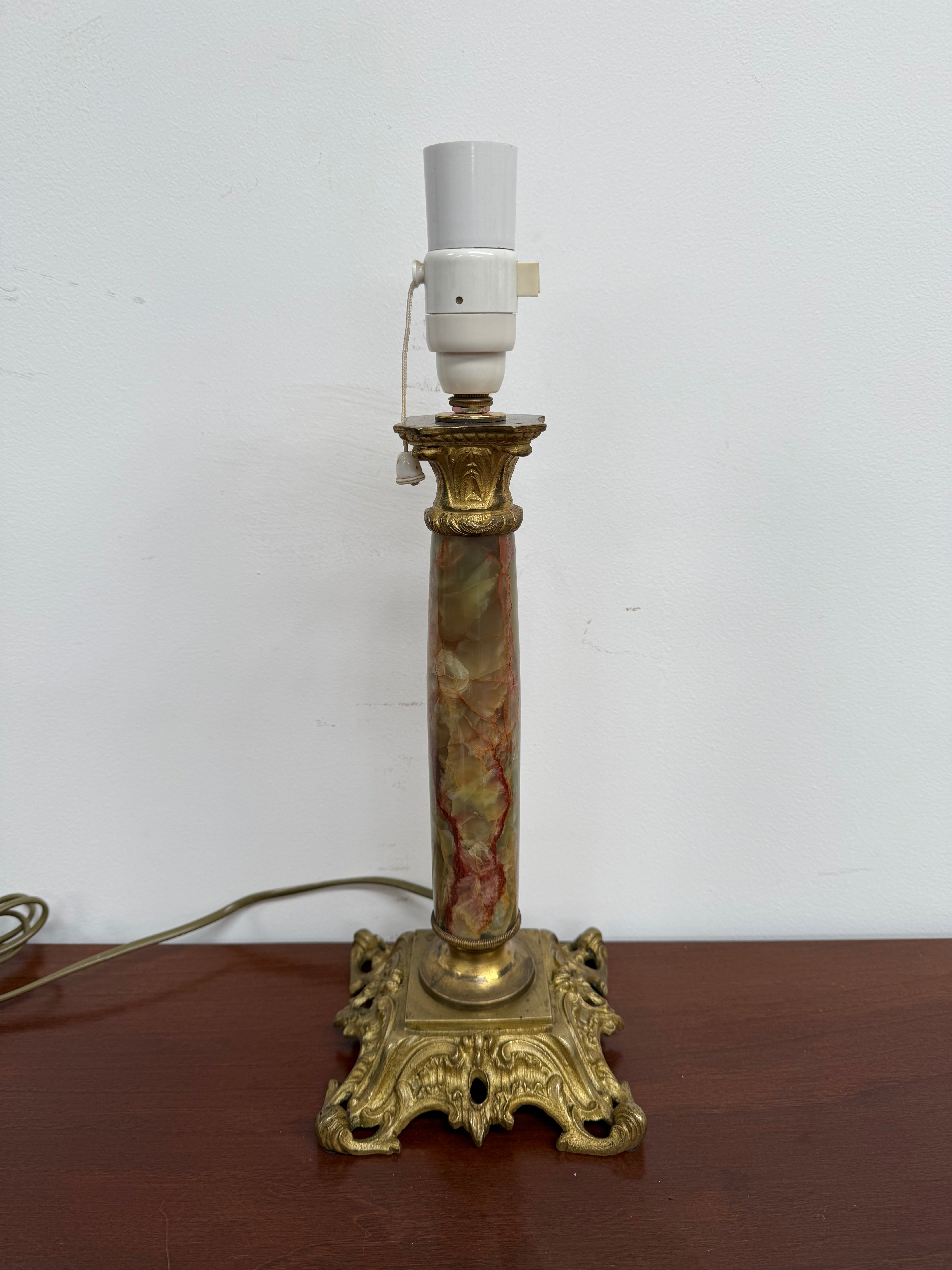 Elegant Edwardian Onyx & Ormolu Table Lamp | Antique & Vintage | Moonee Ponds Antiques | Australia Wide