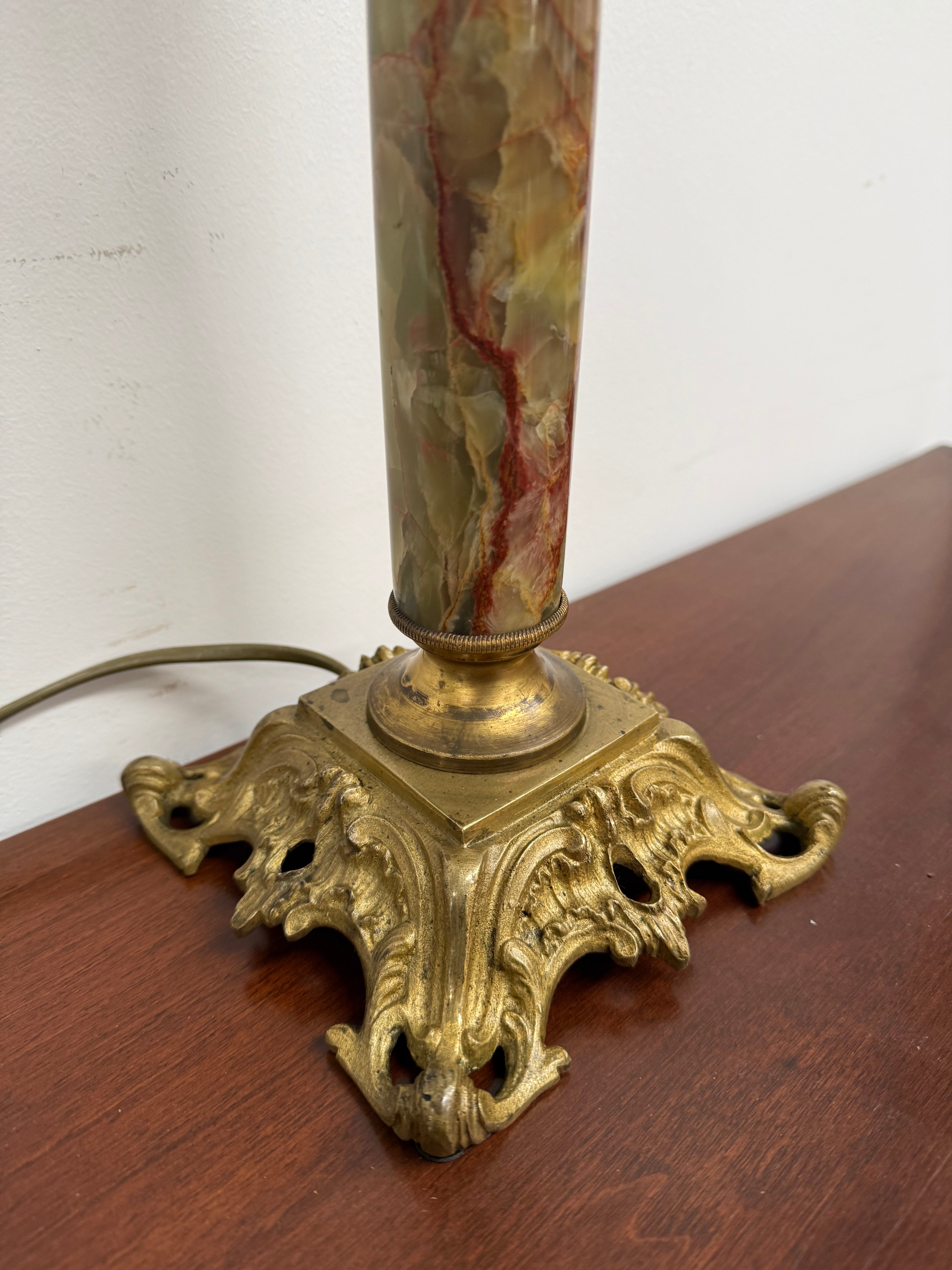 Elegant Edwardian Onyx & Ormolu Table Lamp | Antique & Vintage | Moonee Ponds Antiques | Australia Wide