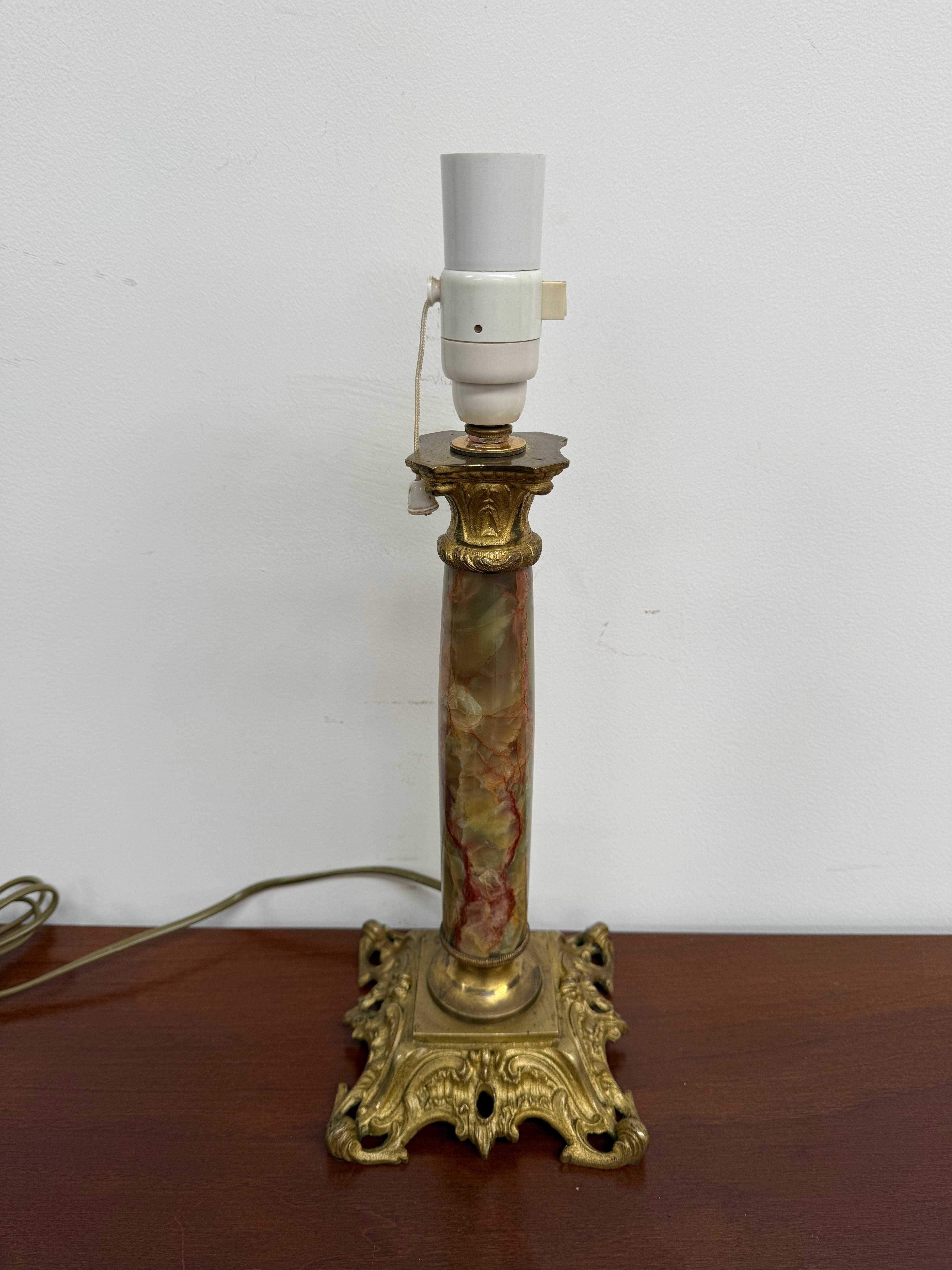 Elegant Edwardian Onyx & Ormolu Table Lamp | Antique & Vintage | Moonee Ponds Antiques | Australia Wide