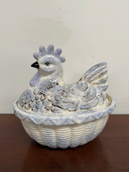 Vintage French Chicken Egg Bowl & Cover