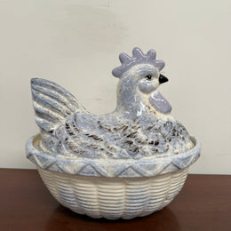 Vintage French Chicken Egg Bowl & Cover