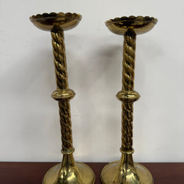 Pair of French Antique 19th Century Gilt Brass Candlestick