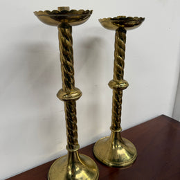 Pair of French Antique 19th Century Gilt Brass Candlestick