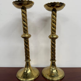 Pair of French Antique 19th Century Gilt Brass Candlestick
