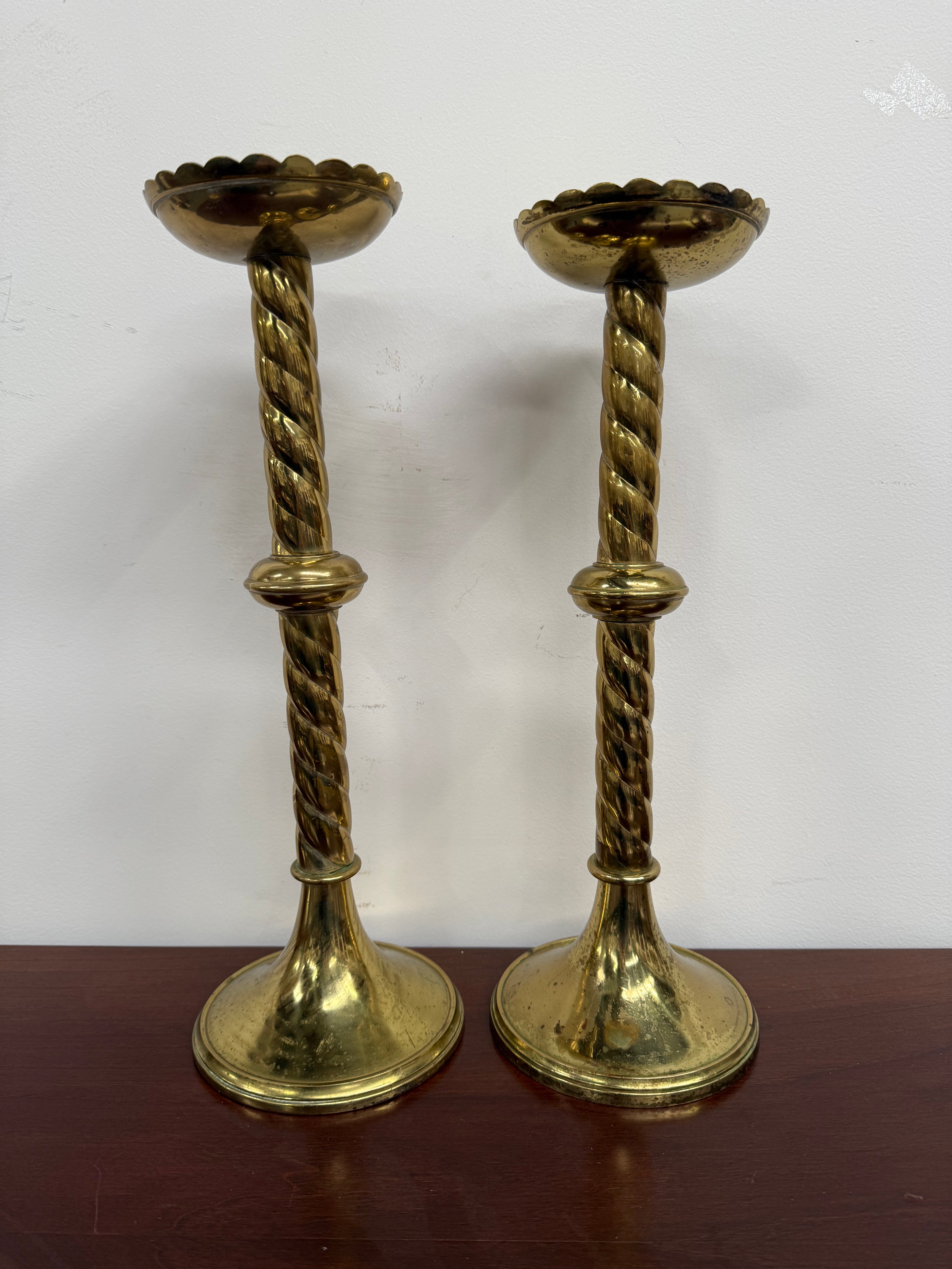 Pair of French Antique 19th Century Gilt Brass Candlestick