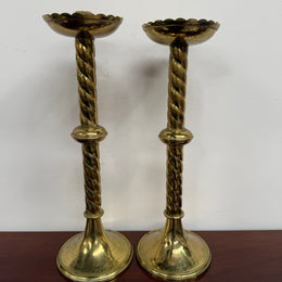 Pair of French Antique 19th Century Gilt Brass Candlestick